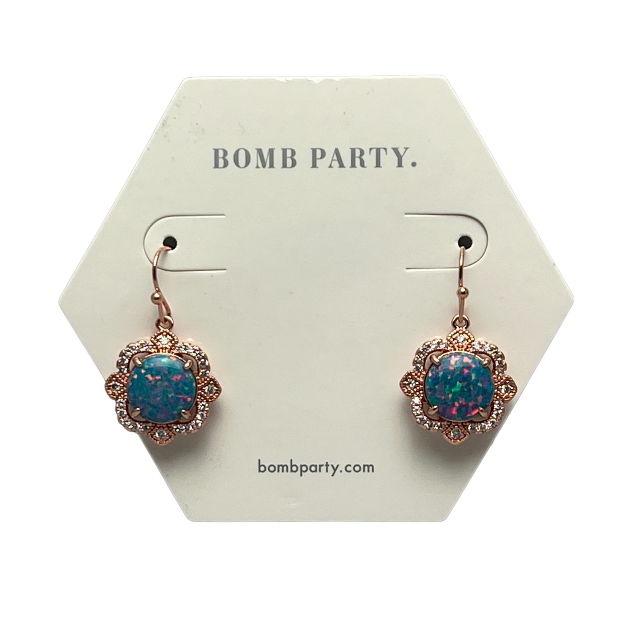 Bomb Party Sweet Charm Lab Created Emerald Fire Opal Dangle Earrings